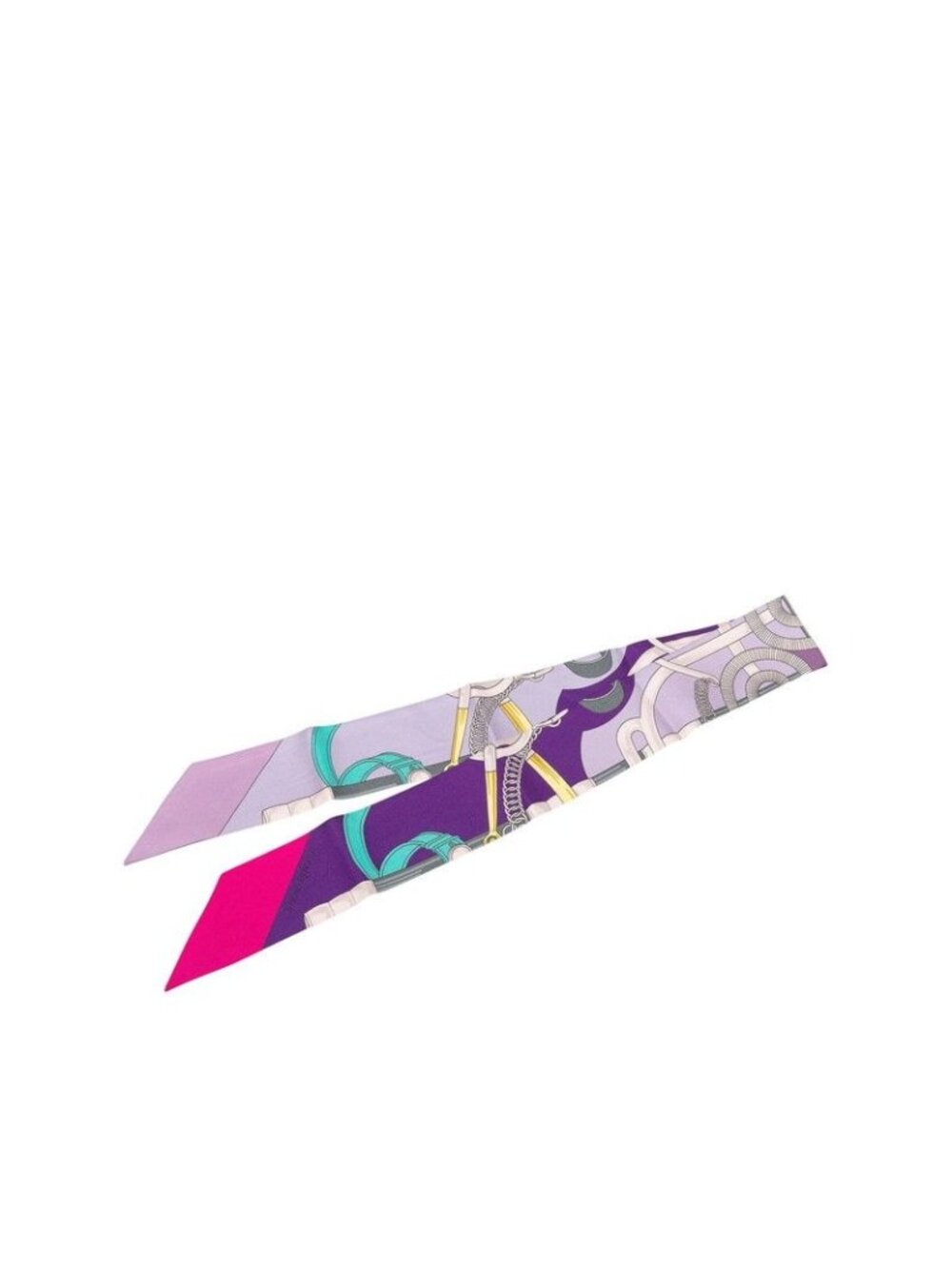 Hermes Twilly Eperon D'or Yellow Gold Spurs Scarf Purple Multicolor Silk